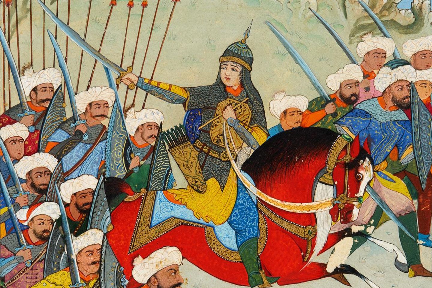 Raziah Sultan in Rüstung zu Pferde