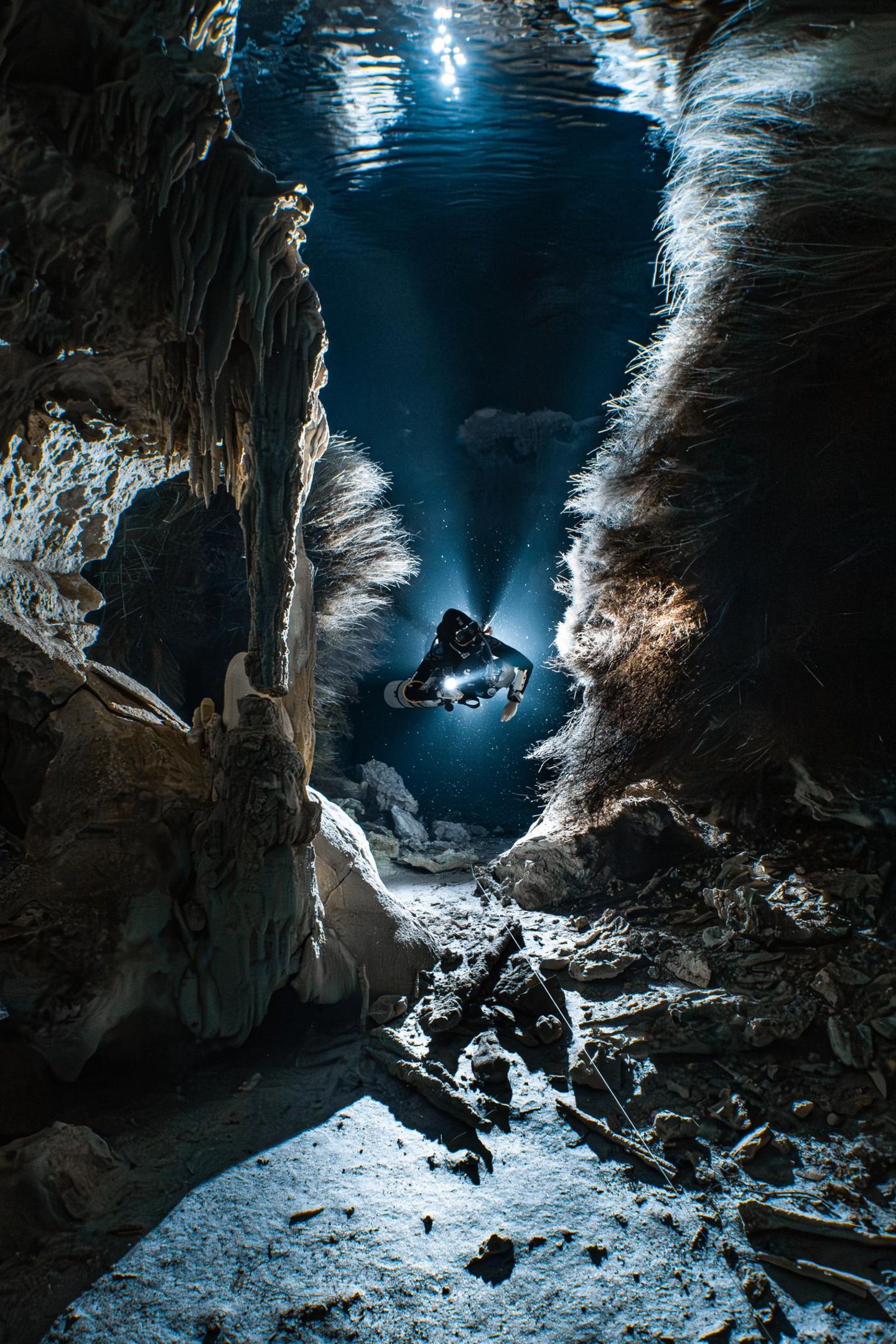Mexikos Cenoten sind verwunschene Orte. Die vom Grundwasser gefluteten Höhen erstrecken sich weit in den Kalkstein der Halbinsel Yucatán. Dort unten schlummern Artefakte vergangener Zeiten und Kulturen: Schmuck, Keramik, menschliche Überreste. Doch die Grenzen der Unterwelt sind durchlässig. In der Cenote Dos Pisos entdeckte Taucher Manuel Wüthrich eine Kammer, durch deren Decke die Wurzeln der darüber wachsenden Bäume drängten. "Sie reichten wie Adern tief ins Wasser hinein und verbanden die unterirdische Welt mit dem Leben darüber." Mit seiner Kompaktkamera fotografierte er den magischen Moment. 