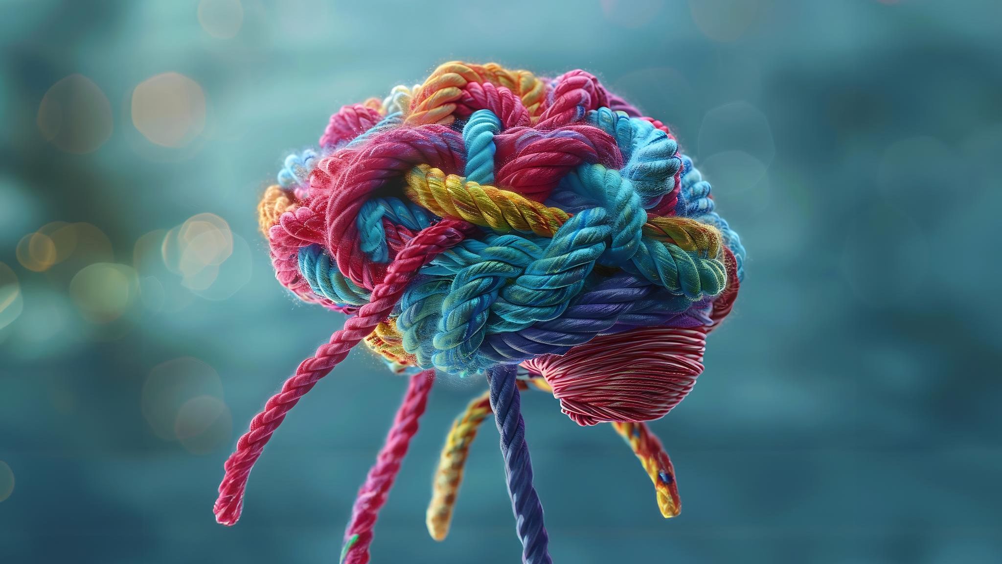 Geistige Fitness: Wollfäden formen die Form eines Gehirns