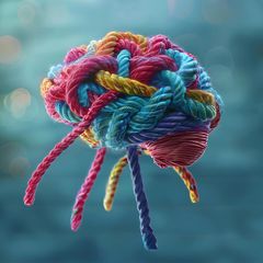 Geistige Fitness: Wollfäden formen die Form eines Gehirns