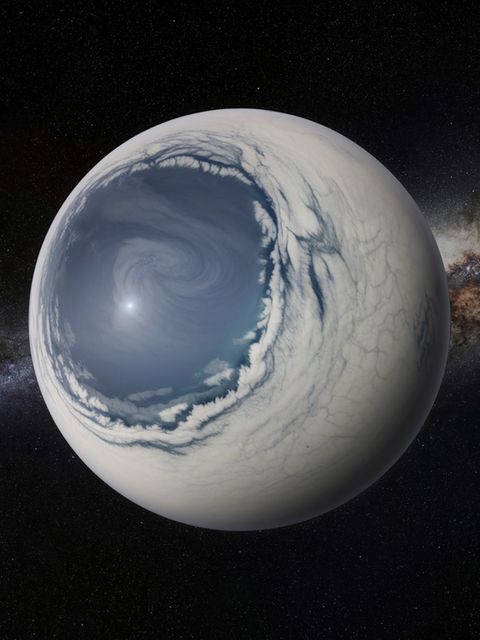 Eine künstlerische Darstellung eines kalten Augapfelplaneten