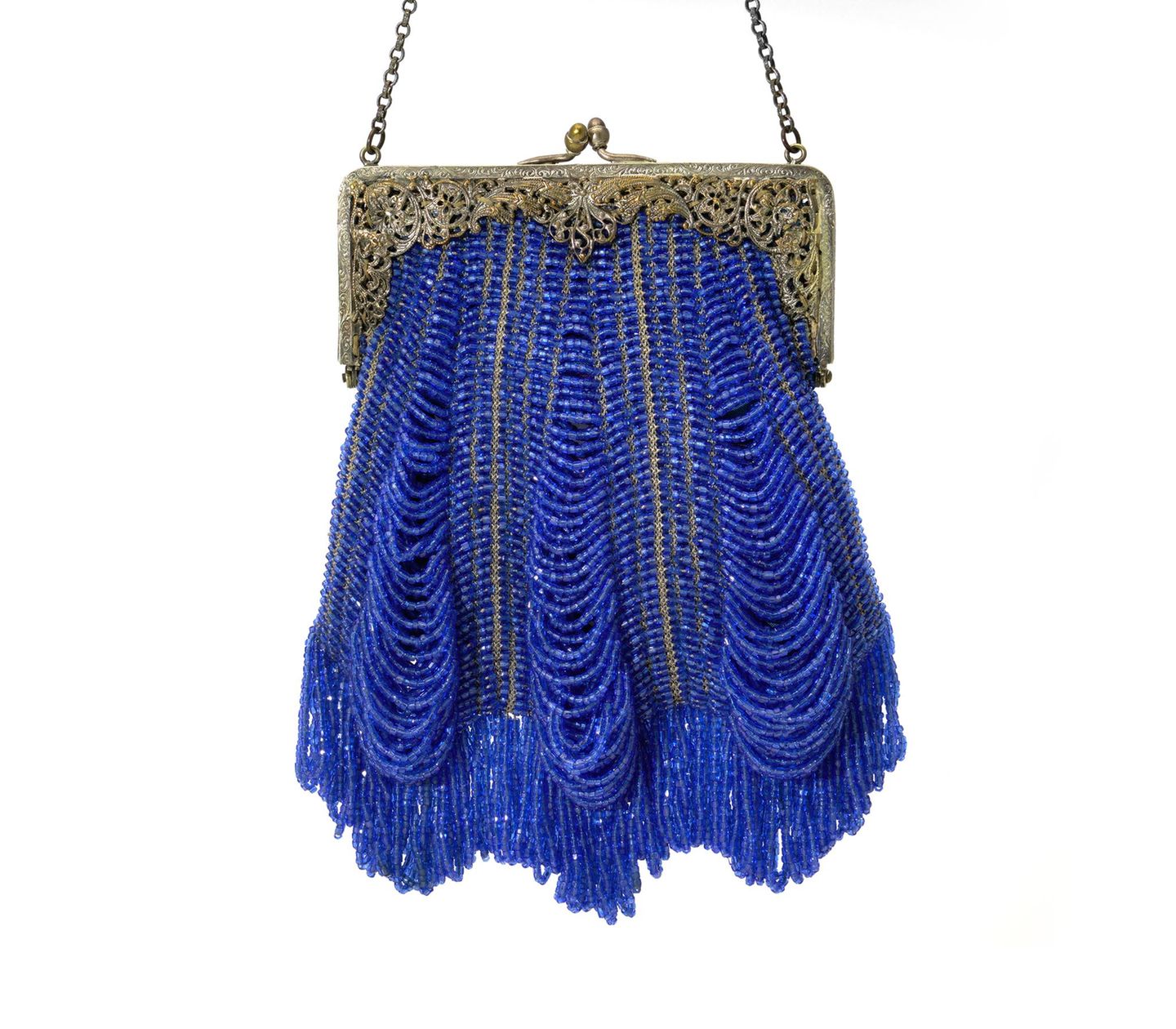 Handtasche mit Besatz aus Glasperlen