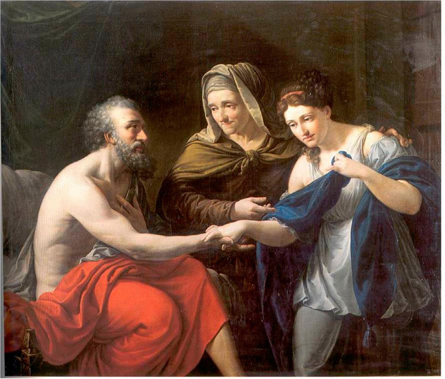 Als Annette Jantzen die Streichungen für die Leseordnung analysierte, fand sie heraus: Nur rund ein Drittel der biblischen Frauengestalten kommt in den gottesdienstlichen Lesungen vor, und deren Geschichten werden in aller Regel stark gekürzt. Von Sara, der Frau Abrahams, bleibt beispielsweise nur das Bild einer düsteren, hartherzigen Frau übrig. Dabei beschreibt die Bibel sie als komplexe Persönlichkeit mit einer eigenen Gottesbeziehung. Sie wird getäuscht, rächt sich, ist dennoch zur Liebe fähig. In dem Bildnis stellt Sara (Mitte) ihrem Mann Abraham die ägyptische Sklavin Hagar vor.  