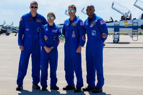 Die Crew ist am Weltraumbahnhof angekommen. Foto: Jennifer Briggs/ZUMA Press Wire/dpa