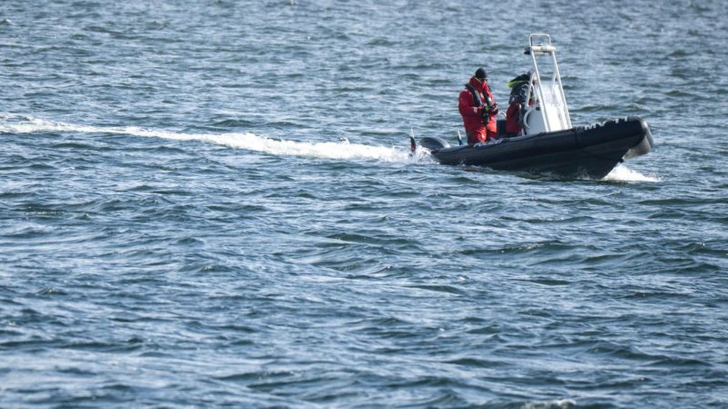 Die Polizei war auf der Ostsee unterwegs, um den Buckelwal zu betreuen. Foto: Philip Dulian/dpa
