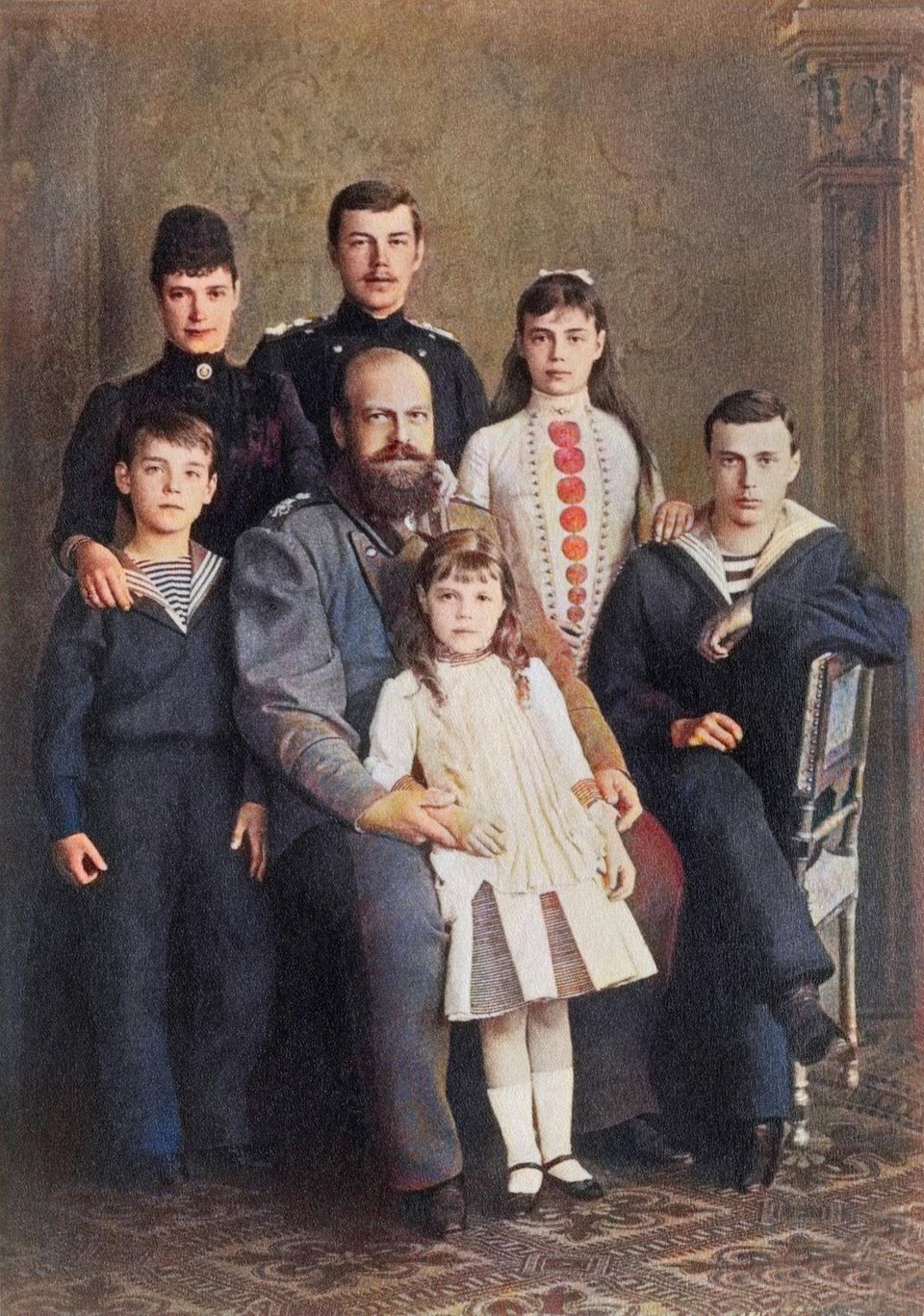 Ein Gruppenporträt der Zarenfamilie Romanow