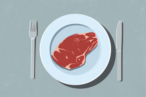 Illustration eines Steaks, das auf einem Teller liegt