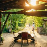 Festivalgefühl ohne Lärm: Auf sandigen Wegen folgen Gäste in der Wilden Heimat den alten Schienen, die noch über das grüne Gelände führen. Neben der Zeltwiese parken Campingbusse, dazwischen flitzen Kinder auf Kettcars über den waldigen Campingplatz. Er liegt direkt an der Siggelhavel mit kleinem Strand und Liegeweise, einem Steg und Leihkanus. Morgens bringt der Bäckerswagen frische Brötchen, samstags legt hier das Fischerboot an.