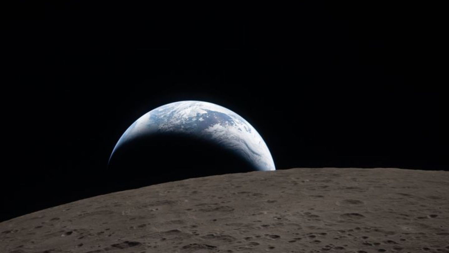 Diesen Blick auf die Erde hat die "Artemis 2"-Crew während ihres Mondfluges aufgenommen. Foto: Uncredited/NASA/AP/dpa