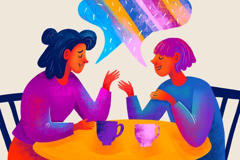 Illustration von Freundinnen beim Kaffeeklatsch