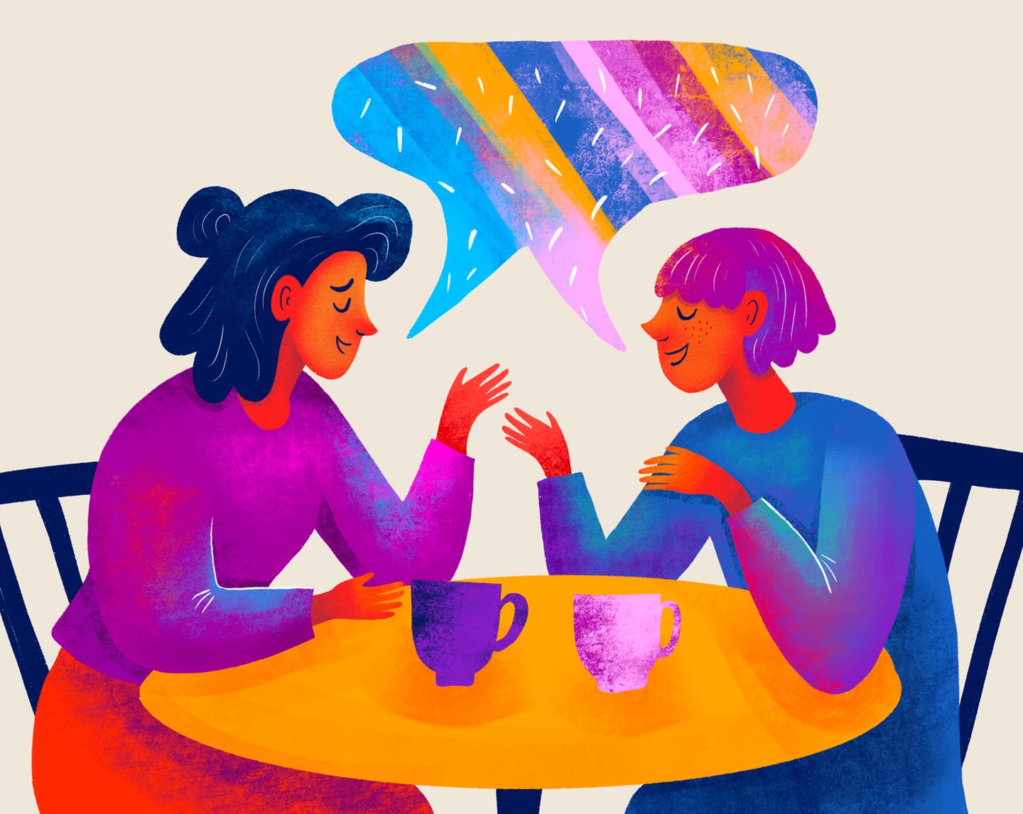 Illustration von Freundinnen beim Kaffeeklatsch