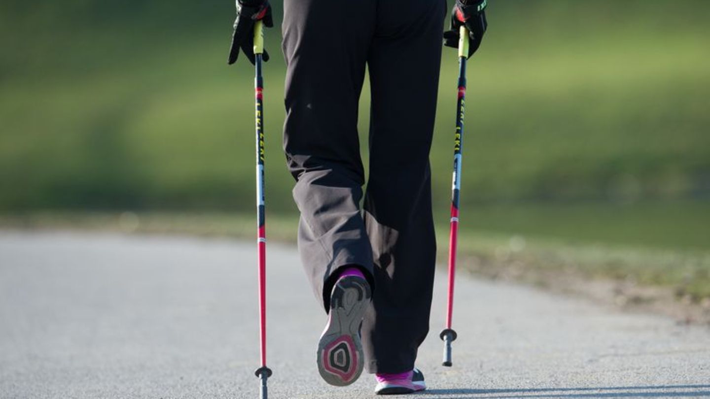 Sanfte Bewegungsformen wie Nordic Walking eignen sich gut bei Kniearthrose. Foto: Tobias Hase/dpa-tmn