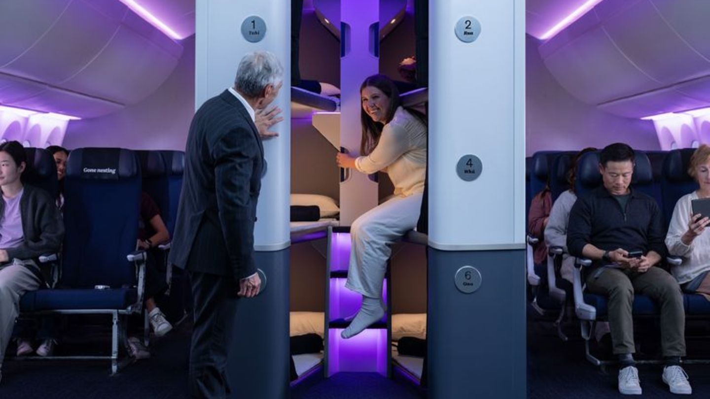 Erinnert ein wenig an Jugendherberge - so soll das "Economy Skynest" aussehen. Foto: Air New Zealand/dpa-tmn