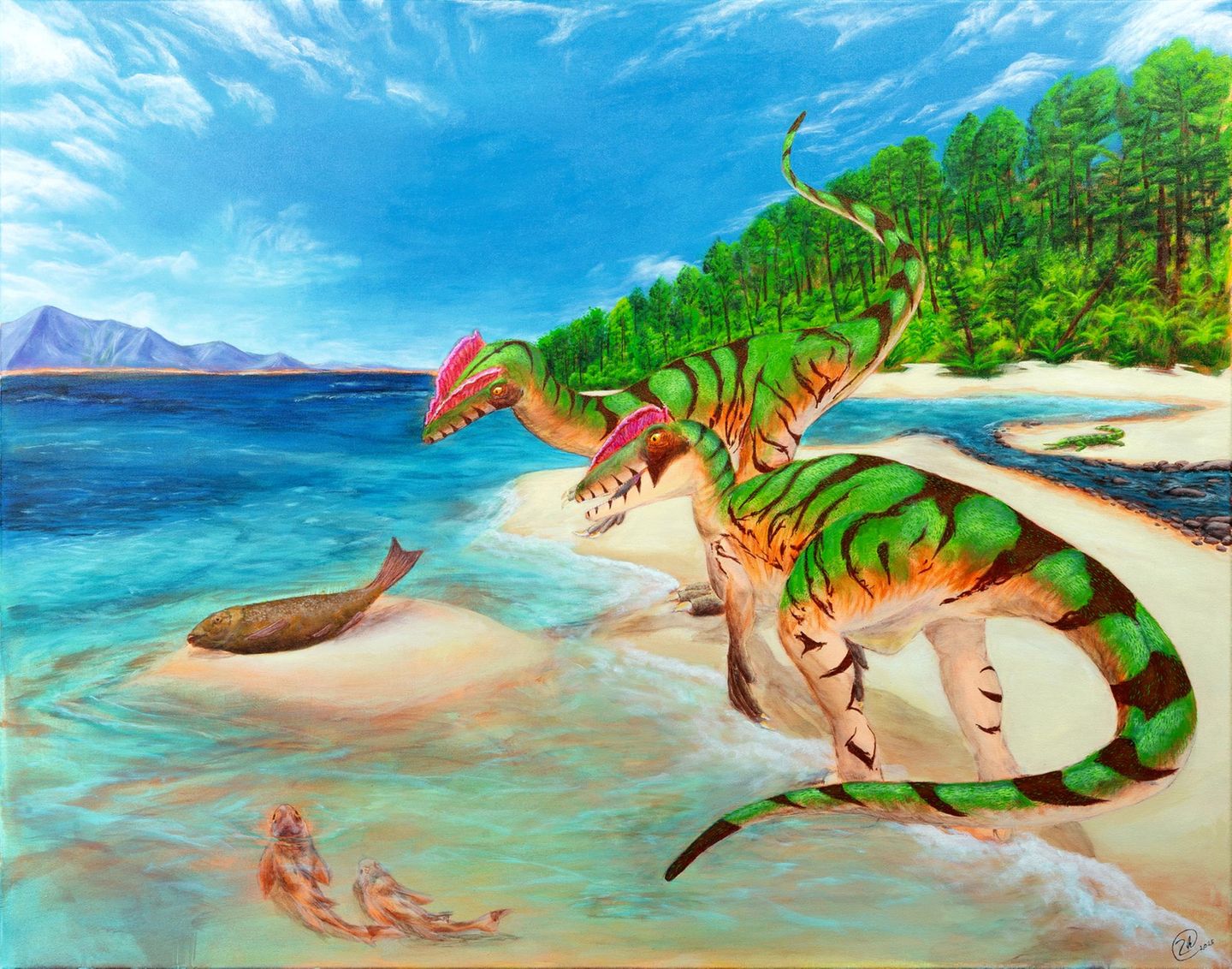 Lebendrekonstruktion des Raubsauriers Lophostropheus