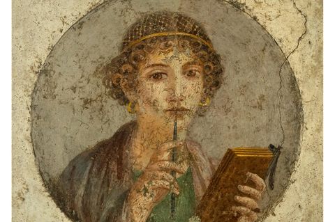 Malerei zeigt Frau mit Buch in der Hand