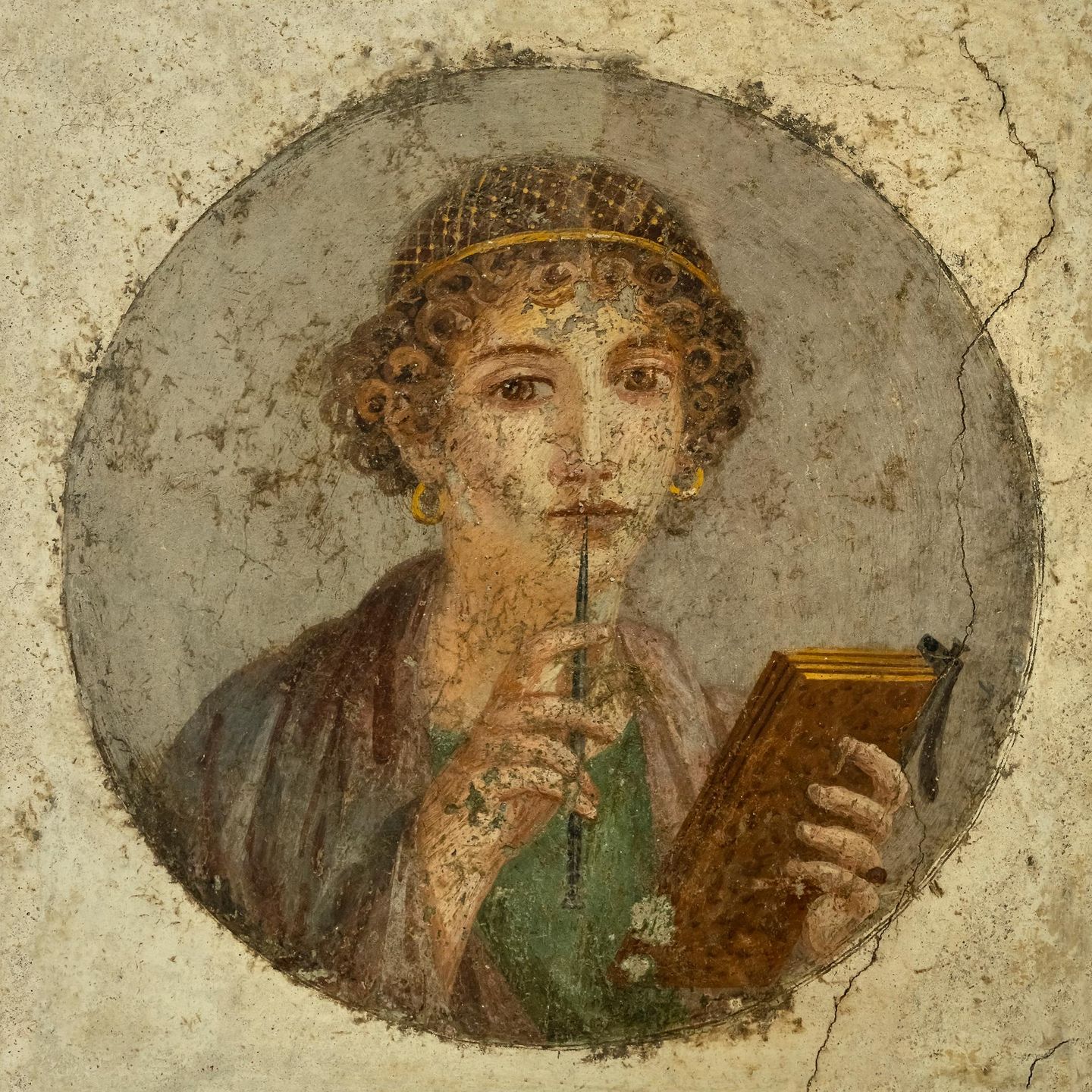 Malerei zeigt Frau mit Buch in der Hand