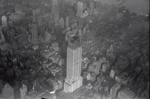 Luftaufnahme der Bauarbeiten am Empire State Building