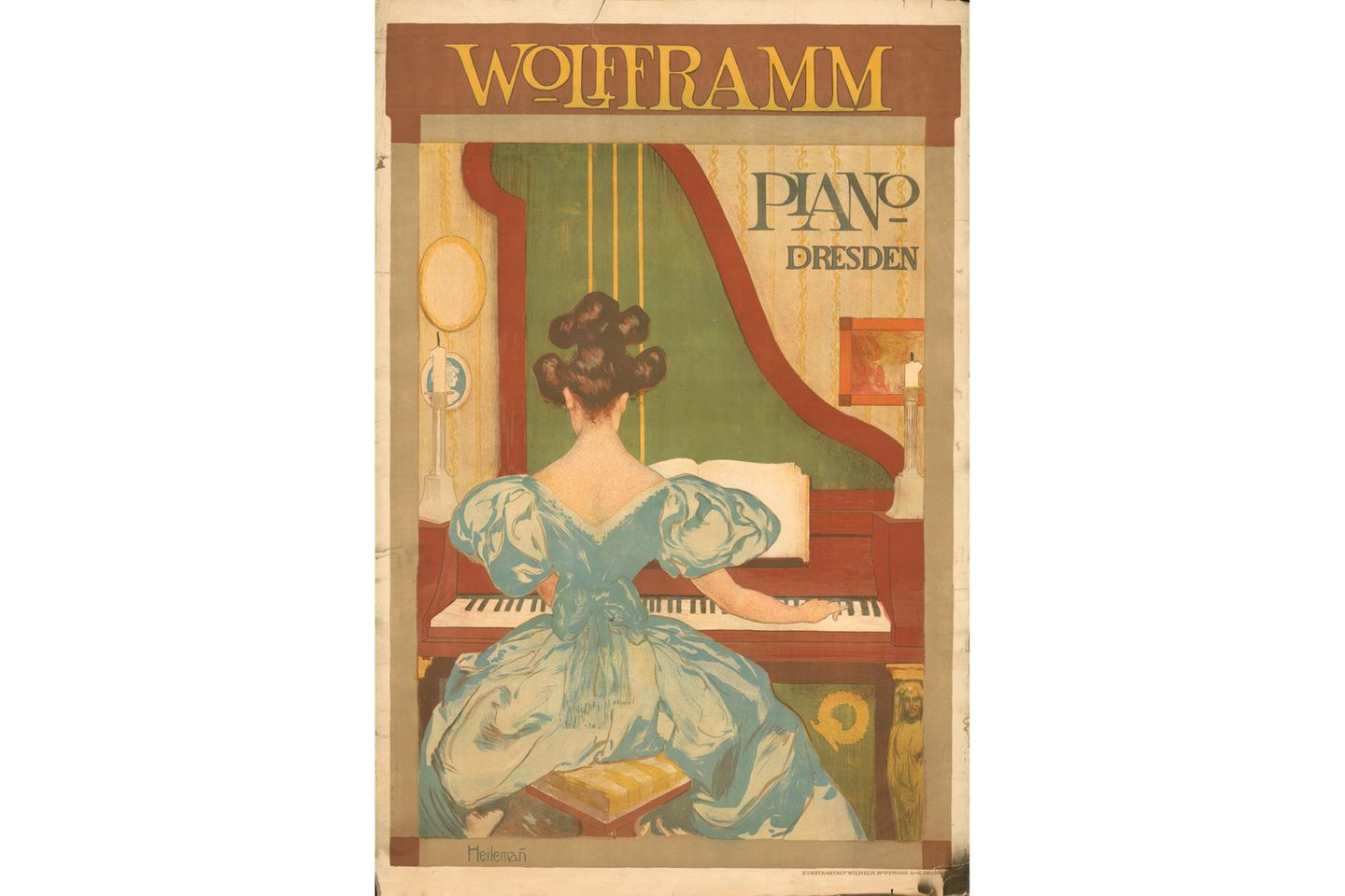 Werbeplakat für die Firma "Wolfframm Piano Dresden"