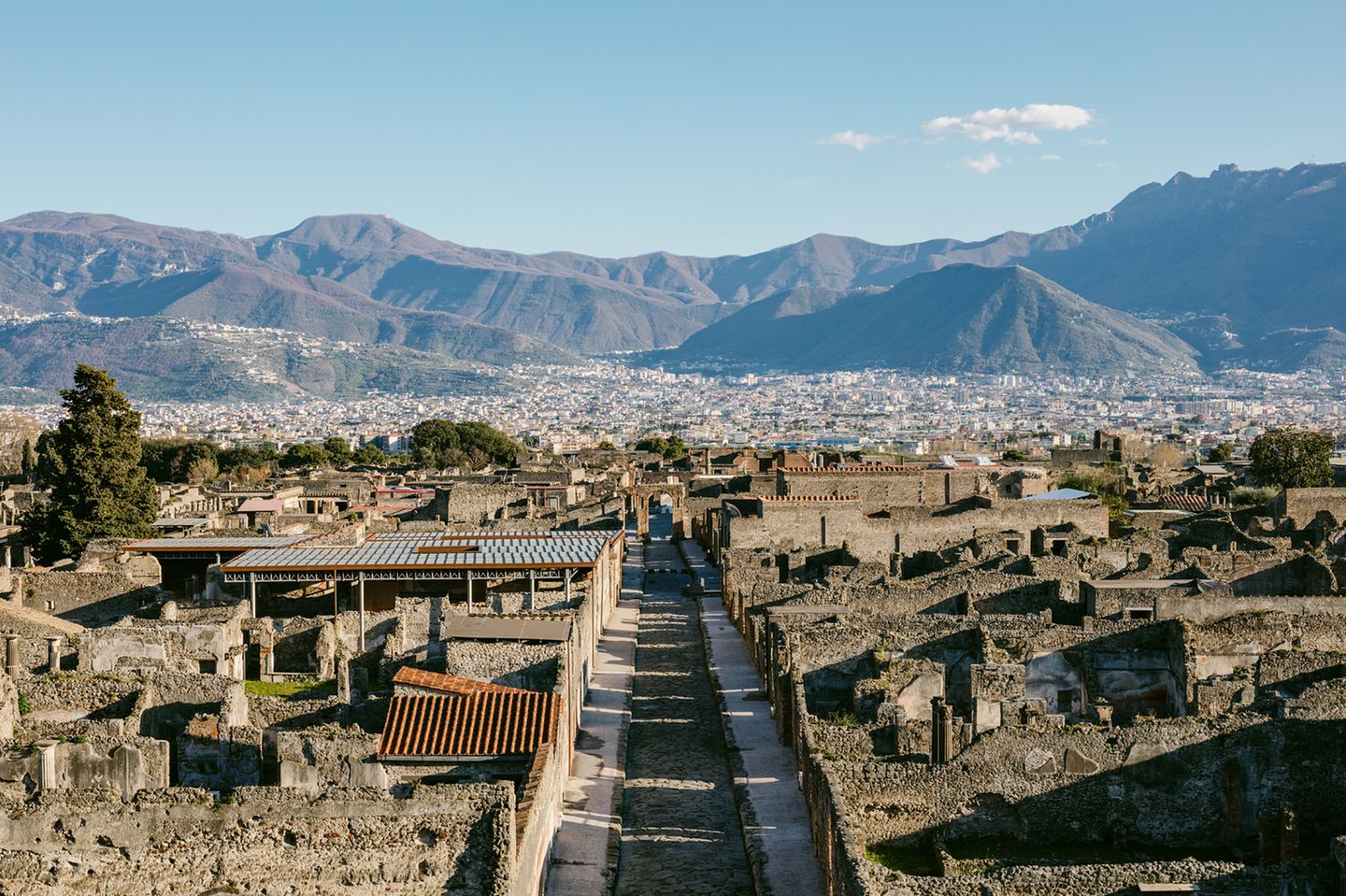 Blick auf Überreste von Pompeji