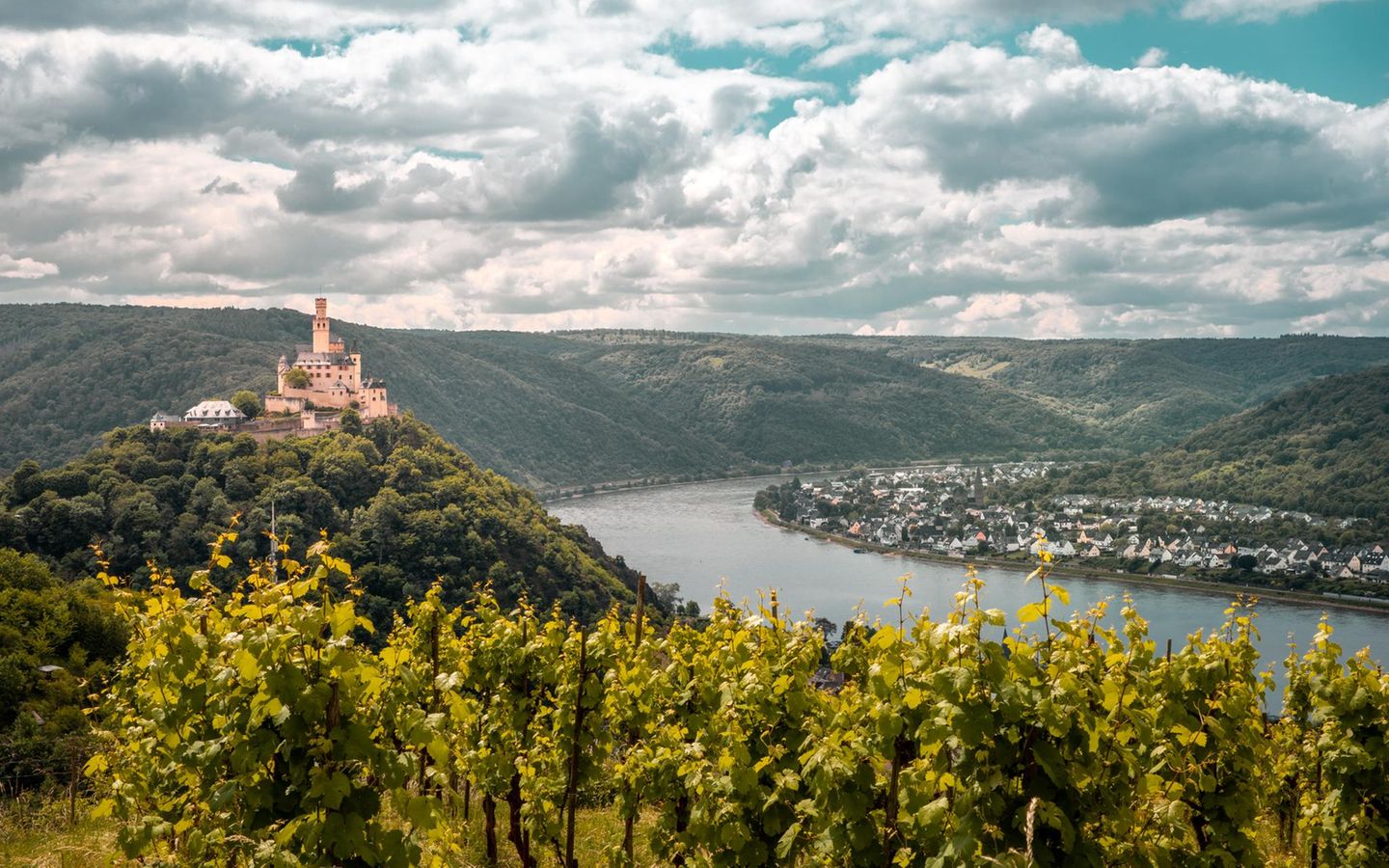 Marksburg und Landschaft des Rheintals