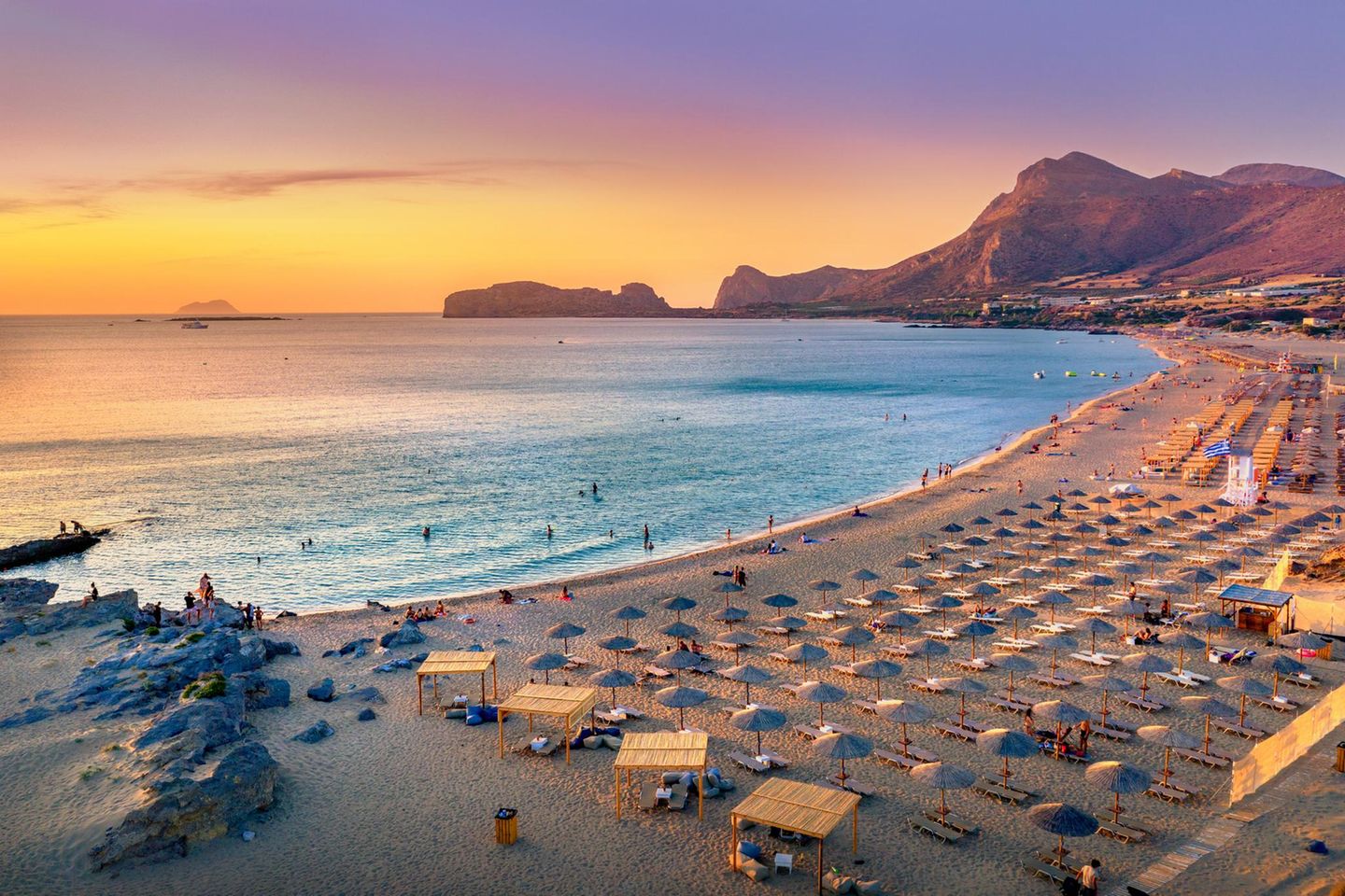 Blick auf den Strand von Falasarna im Abendlicht
