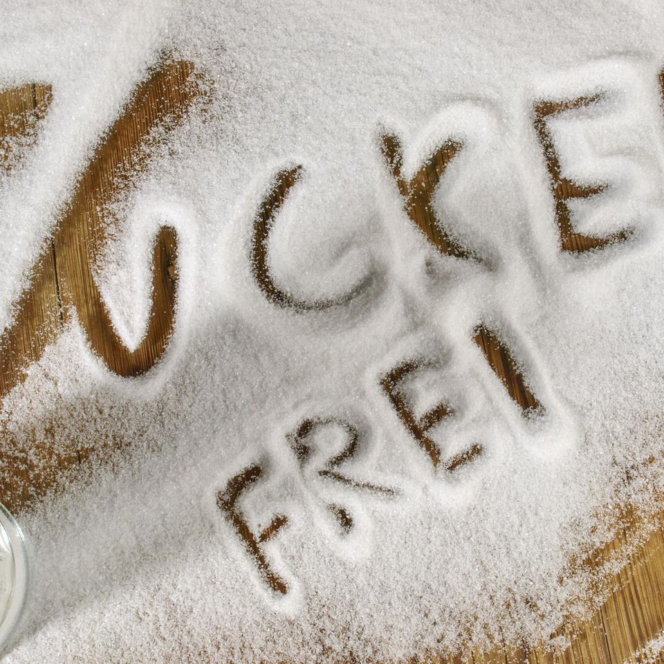 Schriftzug "Zuckerfrei" in Zucker