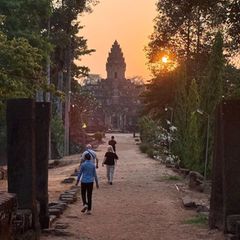 Touristenflaute am Tempel: Das Angkor-Weltkulturerbe ist derzeit wenig besucht - auch der zugehörige Tempelberg Bakong. Foto: Ca