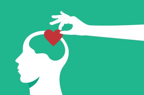 konzeptionelles Bild von  emotionaler Intelligenz, dargestellt durch die Interaktion von Herz und Gehirn