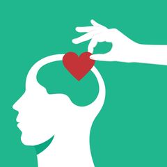 konzeptionelles Bild von  emotionaler Intelligenz, dargestellt durch die Interaktion von Herz und Gehirn