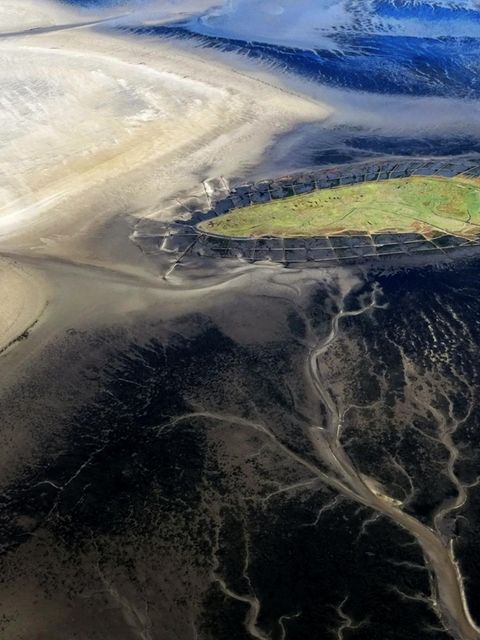 Nur etwa zehn Fußballfelder groß ist die Hallig Norderoog. Von Westen schiebt si